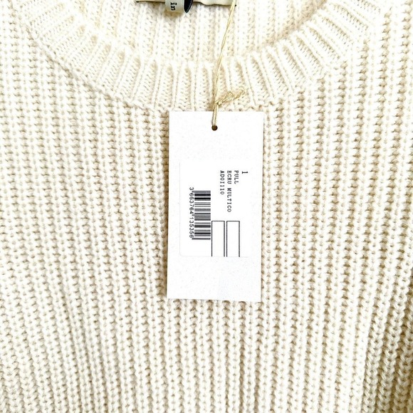 Acoté Ecru Multicolor Colorblock Alpaca Crewneck Pullover Sweater Sz 1 NWT $198 - Picture 13 of 13